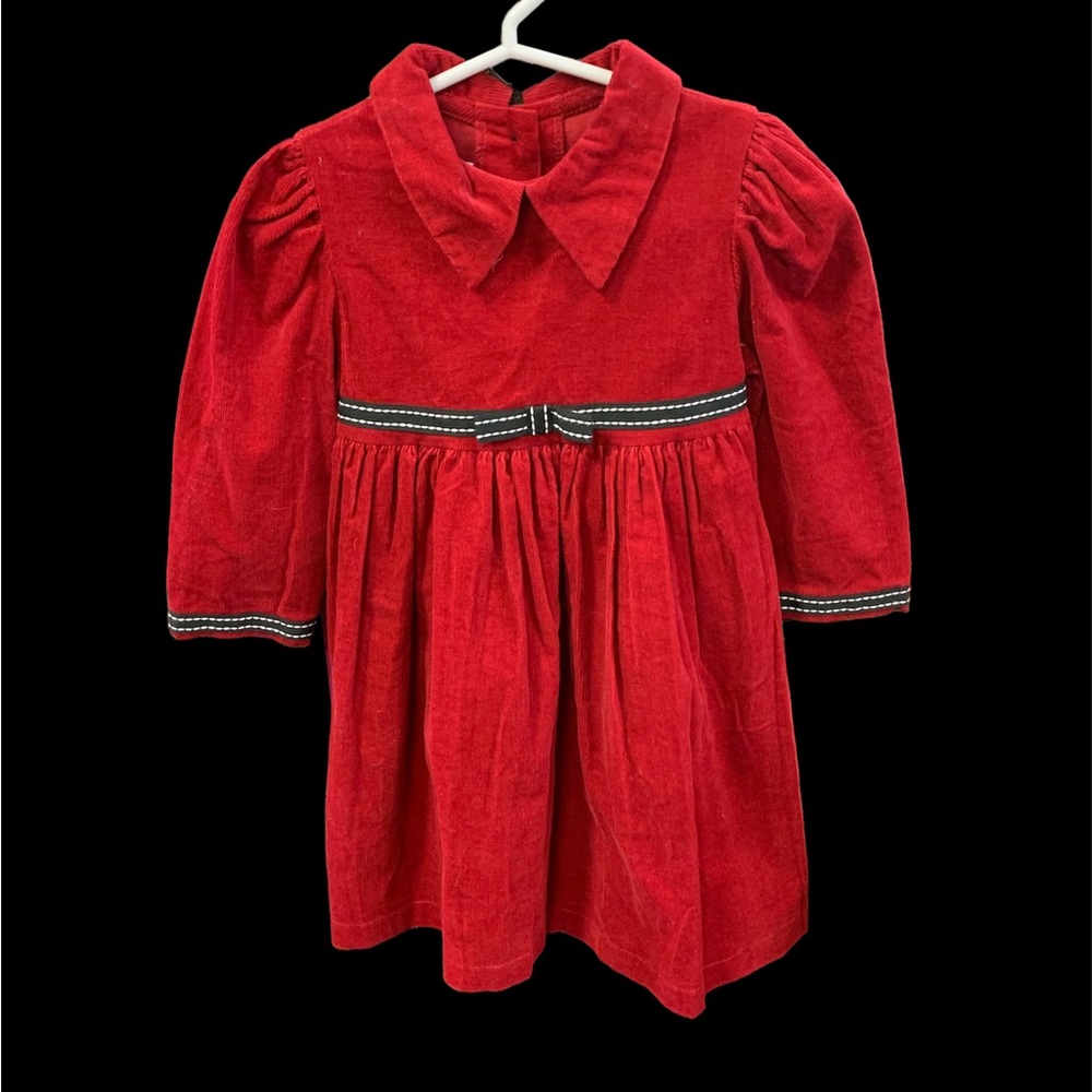 Cottontail Originals vintage, red corduroy, collared, toddler dress